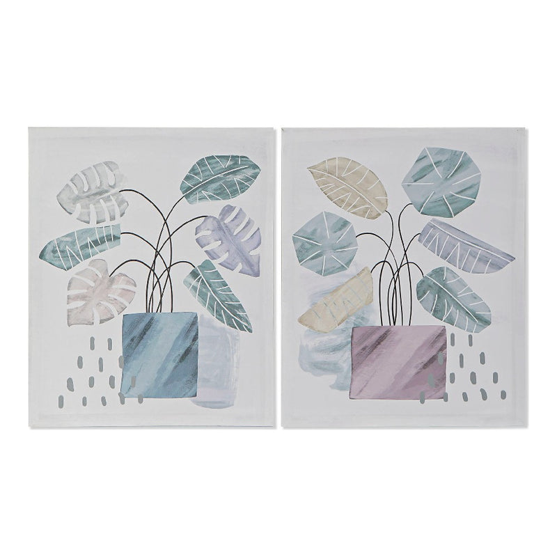 Quadro DKD Home Decor Tela Impianto Vaso (2 pcs) (40 x 1.8 x 50 cm)