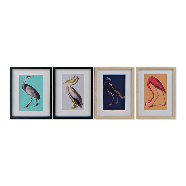 DKD Home Decor Birds Picture (4 pcs) (35 x 2 x 45 cm)