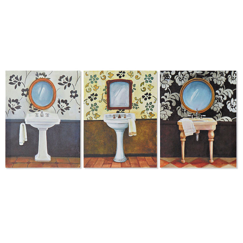 Quadro DKD Home Decor Tela Bagni (3 pcs) (30 x 1.8 x 40 cm) - zannishop