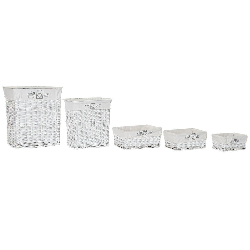 Cesto para la Ropa Sucia DKD Home Decor Poliéster Mimbre (5 pcs)