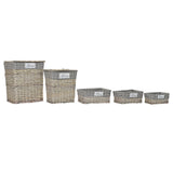 Basket Set DKD Home Decor Polyester Wicker traditionnel (47 x 34 x 55 cm) (5 pcs)