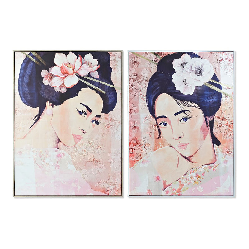 DKD Home Decor Bild Geisha Leinwand (2 PCs) (103,5 x 4,5 x 144 cm)