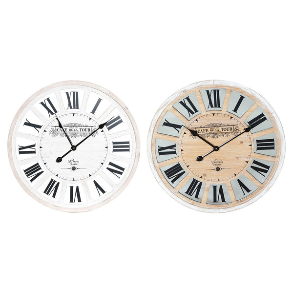 DKD Home Wall Watch Vintage Wood MDF (2 pcs) (60 x 4 x 60 cm)