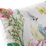 Cushion DKD Home Decor Yellow Blue Pink Cotton Linen Bird (3 pcs) (50 x 30 x 12 cm) - zannishop