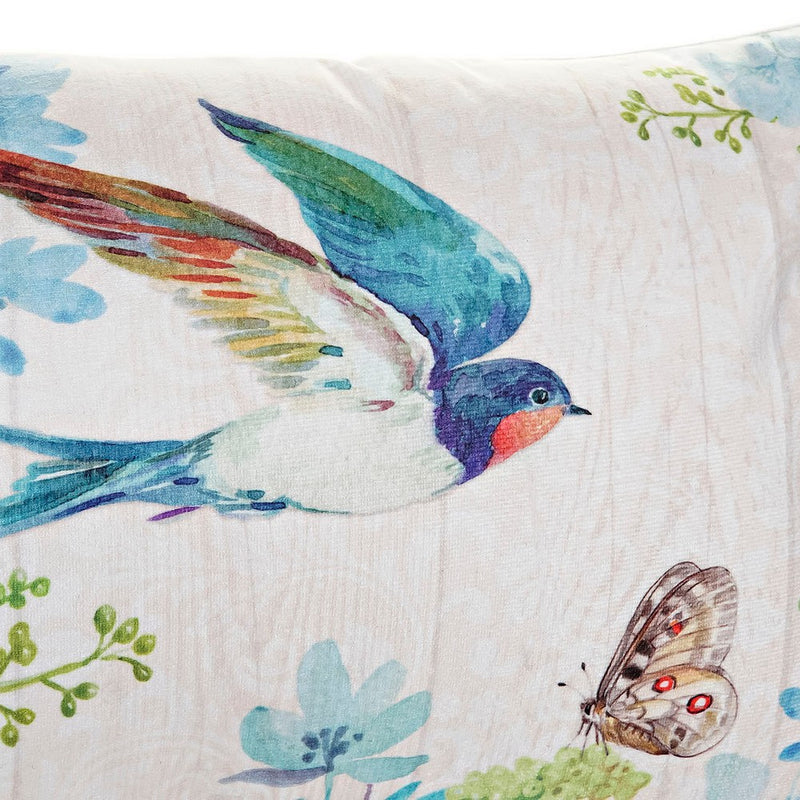 Cushion DKD Home Decor Yellow Blue Pink Cotton Linen Bird (3 pcs) (50 x 30 x 12 cm) - zannishop