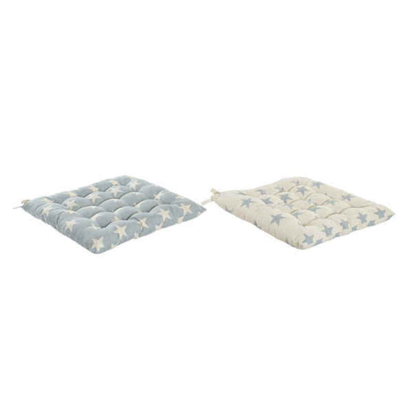 Cuscino per sedie DKD Home Decor Azzurro Cotone Bianco (2 pcs) (40 x 6 x 40 cm) - zannishop