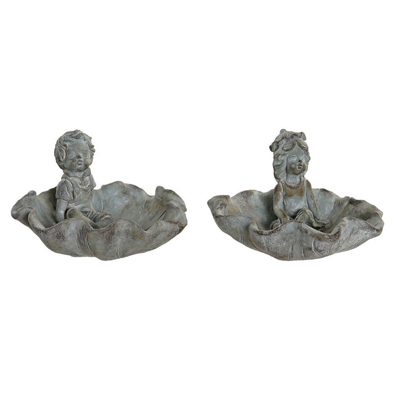 Trinkbrunnen DKD Home Decor Grau Klebstoff (2 pcs) (23 x 22 x 15 cm)