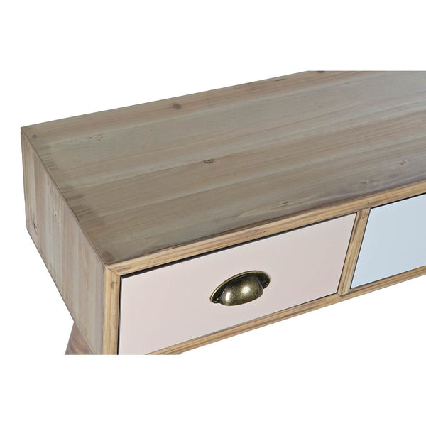 Mesa adicional DKD Decoración del hogar Madera blanca Madera Marino MDF Rosa claro (110 x 30 x 78 cm)