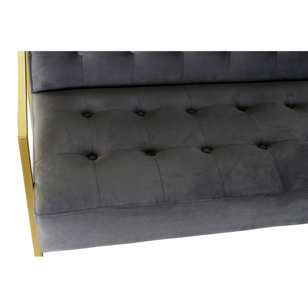 DKD Home Decor Sofa grau Polyester Golden Metall (128 x 70 x 76 cm)