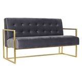 DKD Home Decor Sofa grau Polyester Golden Metall (128 x 70 x 76 cm)