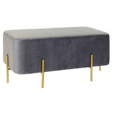 DKD Home Decor Bank Grau Golden Metall Polyester (91 x 46,5 x 42 cm)