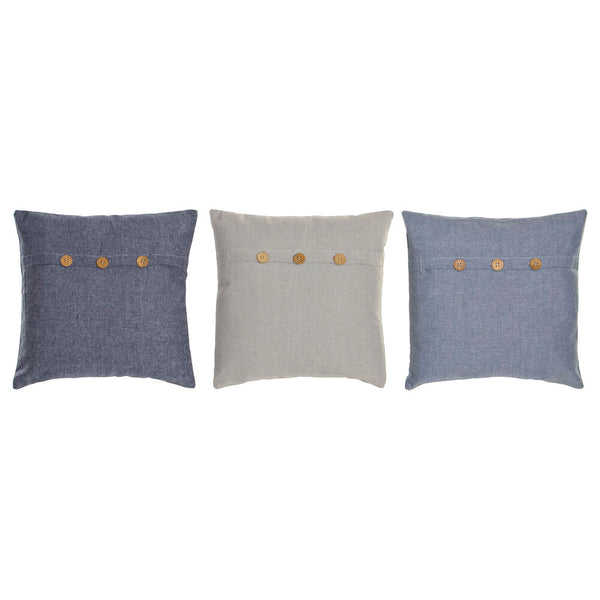 Cuscino DKD Home Decor Azzurro Grigio Cotone Blu Marino (3 pcs) (40 x 40 x 12 cm) - zannishop