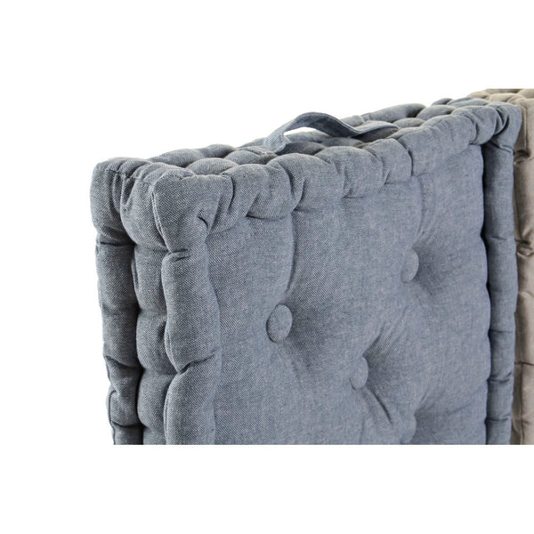 Cuscino DKD Home Decor Da terreno Azzurro Grigio Cotone Blu Marino (3 pcs) (38 x 38 x 8 cm) - zannishop