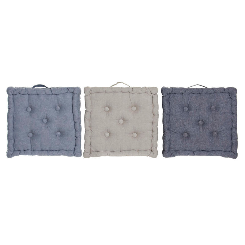 Cuscino DKD Home Decor Da terreno Azzurro Grigio Cotone Blu Marino (3 pcs) (38 x 38 x 8 cm) - zannishop