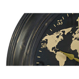 Orologio da Parete DKD Home Decor Mappamondo Nero Metallo Vetro Dorato (63.5 x 11 x 63.5 cm)