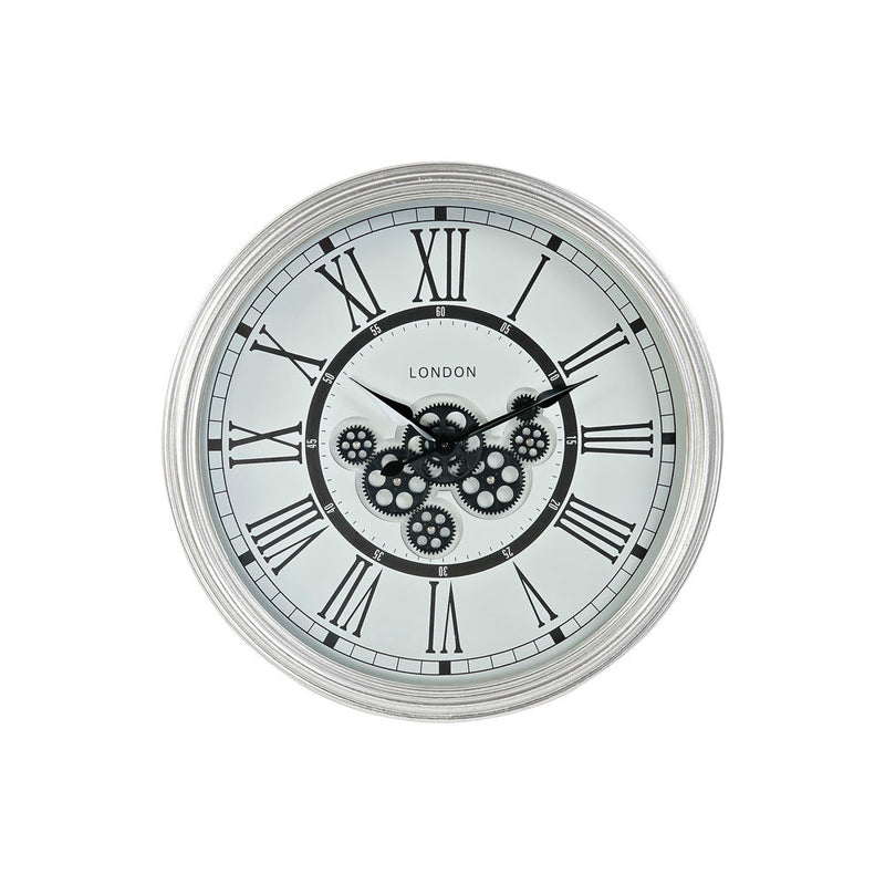 Orologio da Parete DKD Home Decor Bianco Vetro Ferro Argentato (60 x 10 x 60 cm)