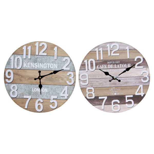 Wall Watch DKD Home Decor Cottage Wood MDF (2 pcs) (34 x 4 x 34 cm)