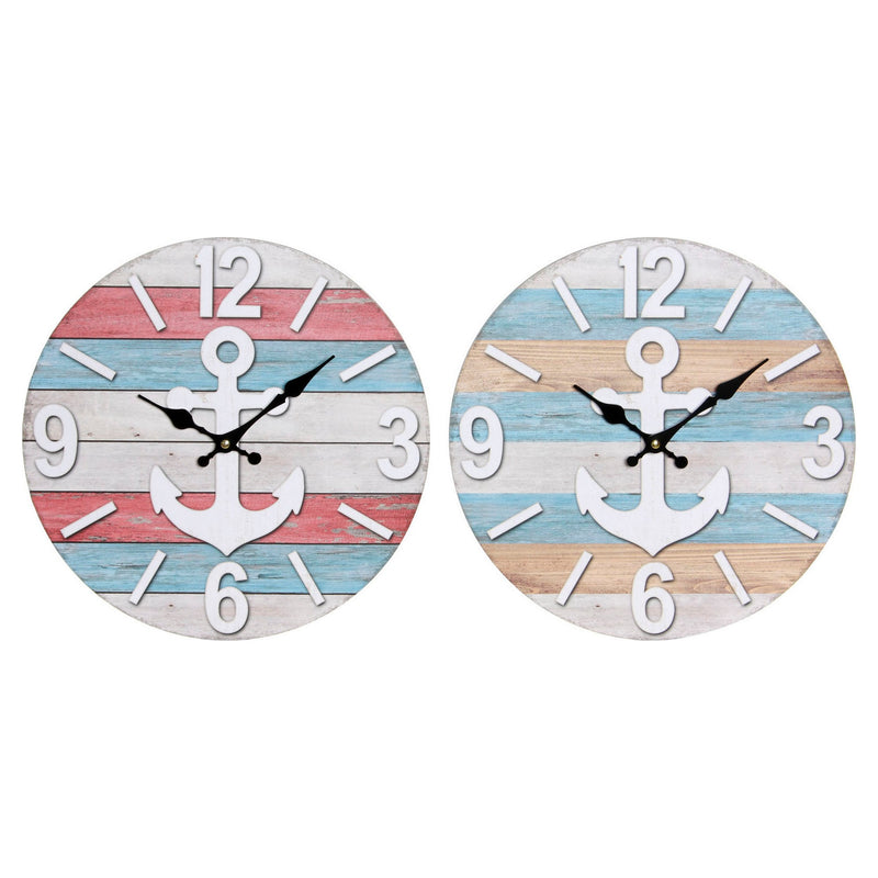 DKD Home Wall Watch Still Wood MDF (2 pcs) (34 x 4 x 34 cm)