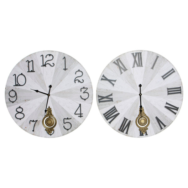 Wall Watch DKD Home Decor Black Pendulum Grey Metal Wood MDF (2 pcs) (58 x 8 x 58 cm)