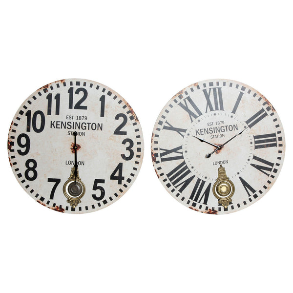 Wall Watch DKD Home Decor Black Pendule beige Metal Wood MDF (2 pcs) (58 x 4 x 58 cm)