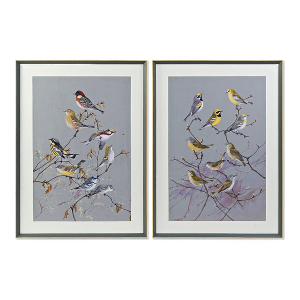 Quadro DKD Home Decor Tela Uccelli (2 pcs) (79 x 3 x 109 cm)