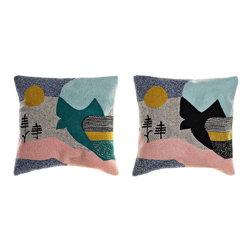 Cuscino DKD Home Decor Multicolore Cotone Uccello (2 pcs) (45 x 10 x 45 cm) - zannishop