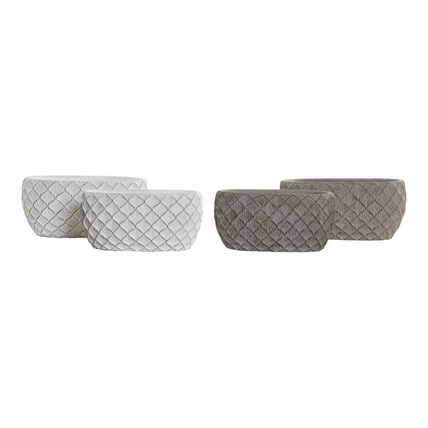 Ensemble de vases domestiques DKD DÉCORS GREN WHITE Ciment (21 x 12 x 10 cm) (2 pcs) (24 x 14 x 11 cm)