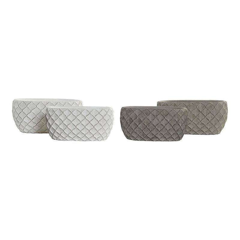 Set di Vasi DKD Home Decor ‎S3023940 Grigio Cemento Bianco (24 x 14 x 11 cm) (2 Unità)