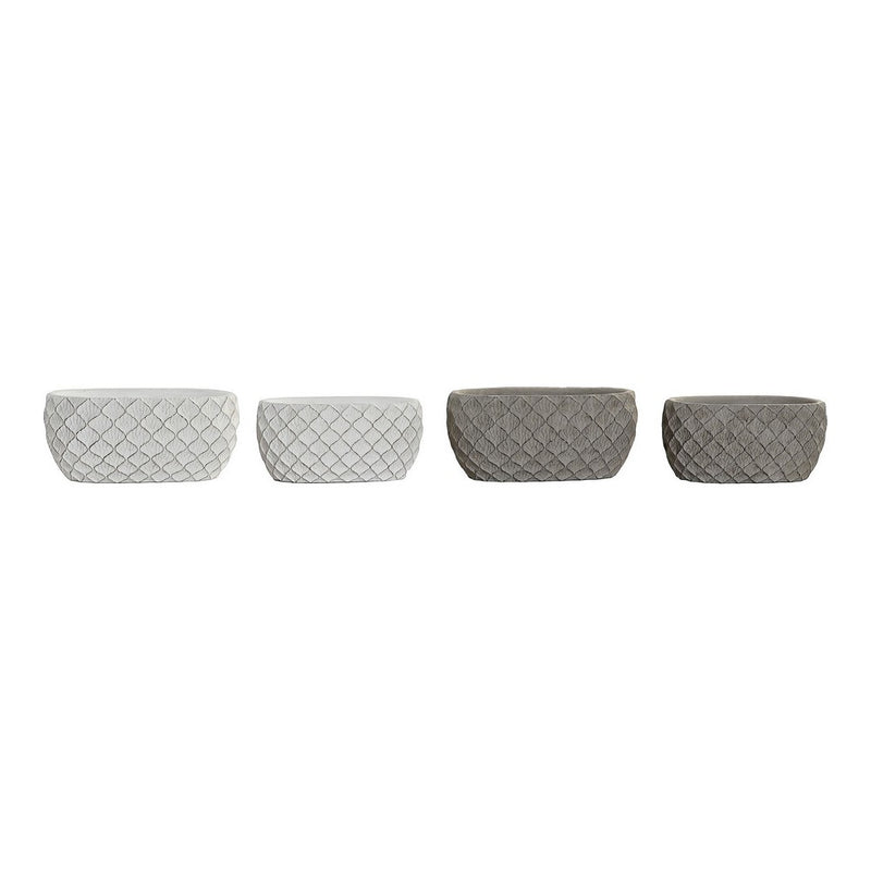 Set di Vasi DKD Home Decor ‎S3023940 Grigio Cemento Bianco (24 x 14 x 11 cm) (2 Unità)