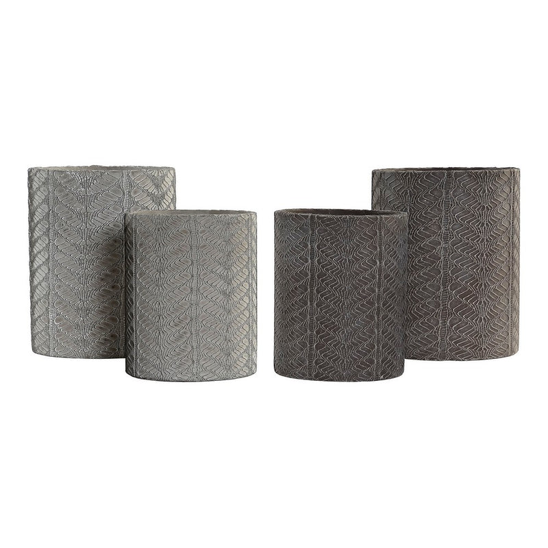 Set di Vasi DKD Home Decor ‎S3023944 Grigio Cemento Grigio scuro Coloniale (17 x 17 x 21 cm) (2 Unità)