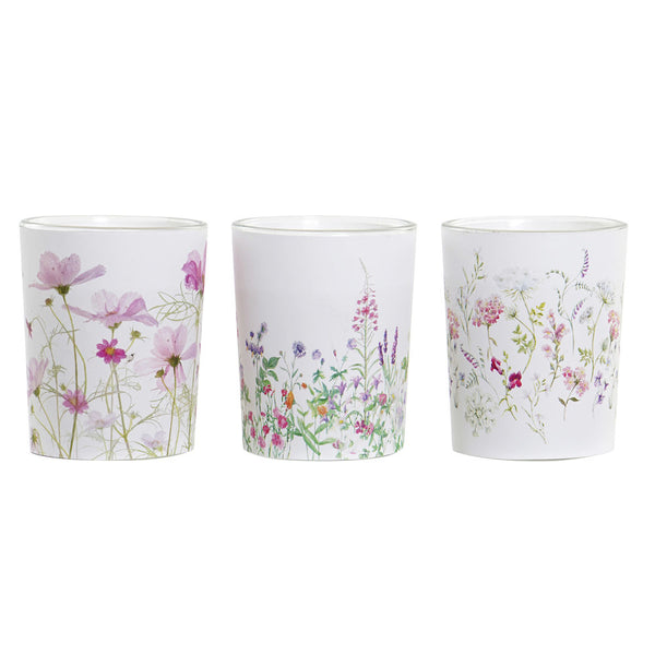 Kerzen-Set DKD Home Decor Blomster Shabby Chic (3 pcs) (5 x 5 x 6 cm)