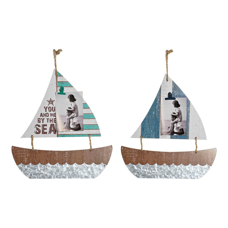 Decorazione pensile DKD Home Decor Barca a vela Corda Legno MDF (2 pcs) (40 x 2 x 43 cm) - zannishop