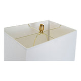 DKD Lámpara de mesa casera Decoración blanca Polyester Metal Glass 220 V Dorado