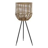 Portacandele DKD Home Decor Marrone Nero Metallo Vetro Rattan In piedi (31 x 31 x 77 cm) - zannishop