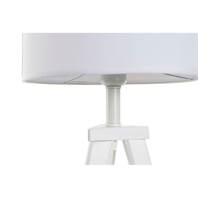 DKD Lámpara de mesa casera Decoración blanca de madera de poliéster 220 V 50 W