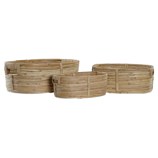 Korb-Set DKD Home Decor Rattan Bali (3 pcs) (36 x 28 x 14 cm)