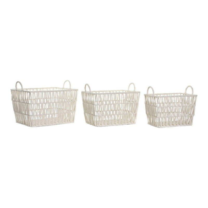 Korb-Set DKD Home Decor Baumwolle Metall Bali (3 pcs) (40 x 30 x 27	 cm) (45 x 36 x 29 cm) (35 x 25 x 25 cm)