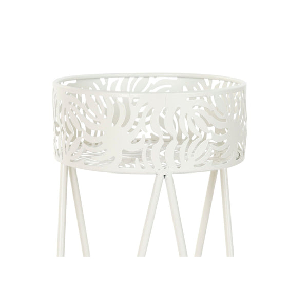 Set di Vasi DKD Home Decor Metallo Bianco Tropicale Foglia della pianta (27 x 25 x 69 cm)