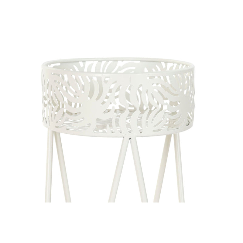 Set di Vasi DKD Home Decor Metallo Bianco Tropicale Foglia della pianta (27 x 25 x 69 cm)