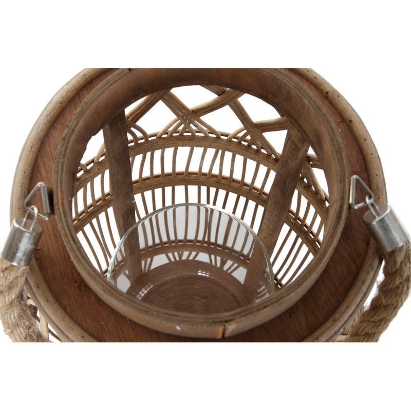 Portacandele DKD Home Decor Metallo Rattan (30 x 30 x 81 cm) - zannishop