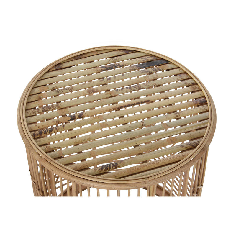 Tabla adicional DKD Decoración del hogar Rattan (2 PC) (43 x 43 x 52 cm) (62 x 62 x 52 cm)