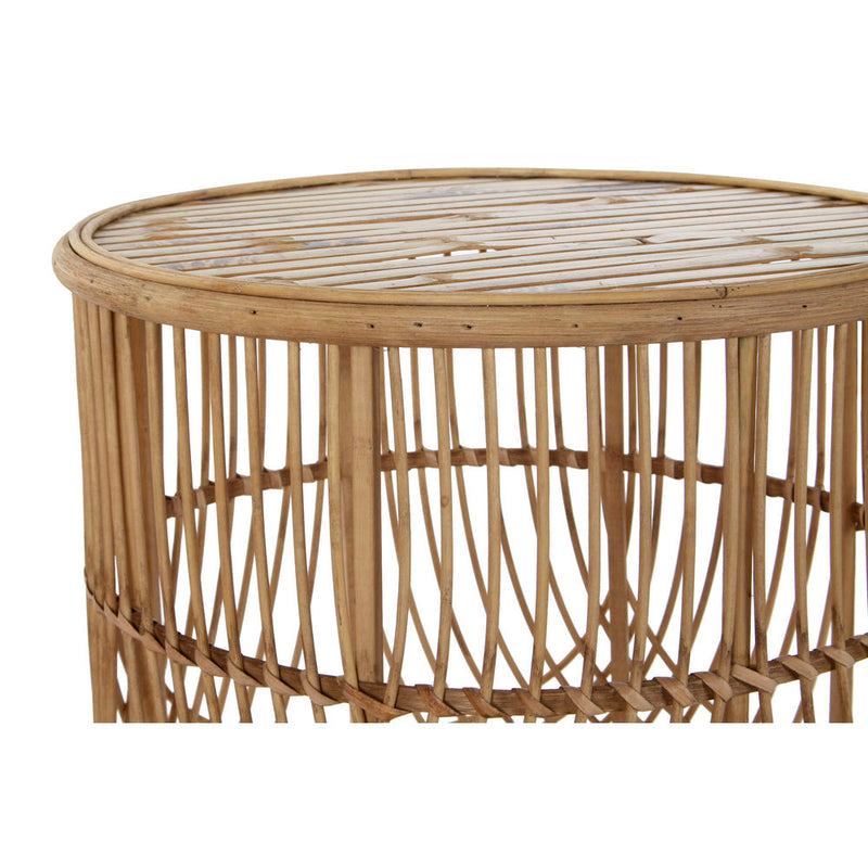 Tabla adicional DKD Decoración del hogar Rattan (2 PC) (43 x 43 x 52 cm) (62 x 62 x 52 cm)