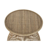 Tabla adicional DKD Decoración del hogar Rattan (2 PC) (61 x 61 x 62 cm) (41 x 41 x 53 cm)