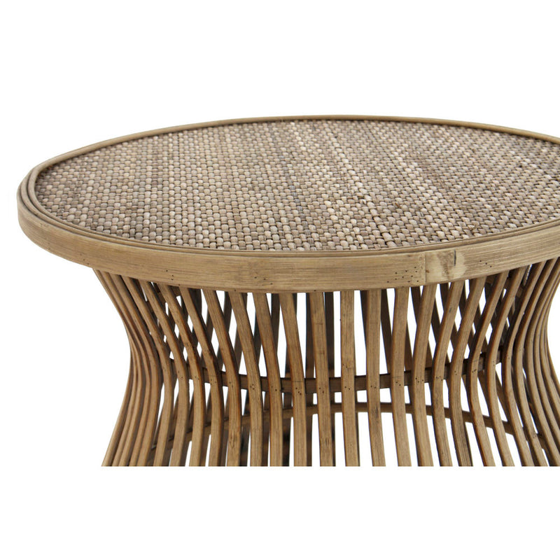 Tabla adicional DKD Decoración del hogar Rattan (2 PC) (61 x 61 x 62 cm) (41 x 41 x 53 cm)