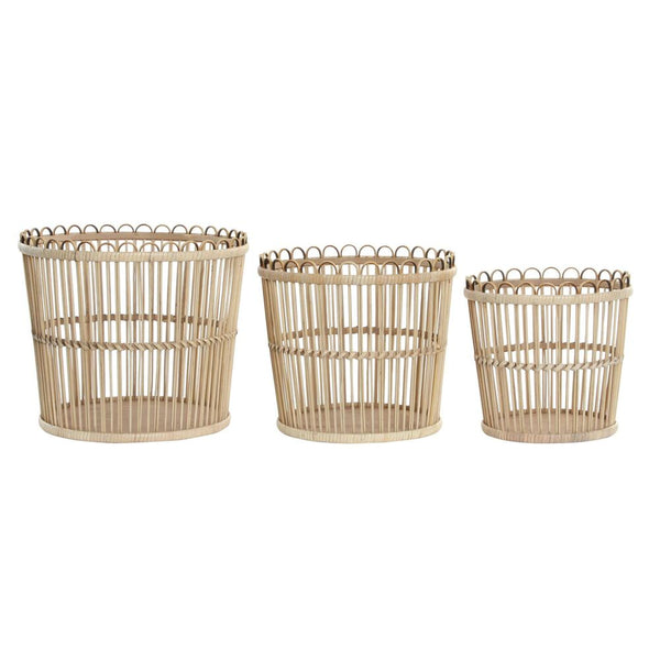 Juego de Cestas DKD Home Decor Natural Ratán (37 x 37 x 31 cm) (31 x 31 x 28 cm) (3 pcs) (26 x 26 x 25 cm)