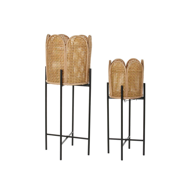 Vaso DKD Home Decor Naturale Metallo Rattan (34 x 34 x 82 cm) (2 pcs) (26 x 26 x 66 cm)