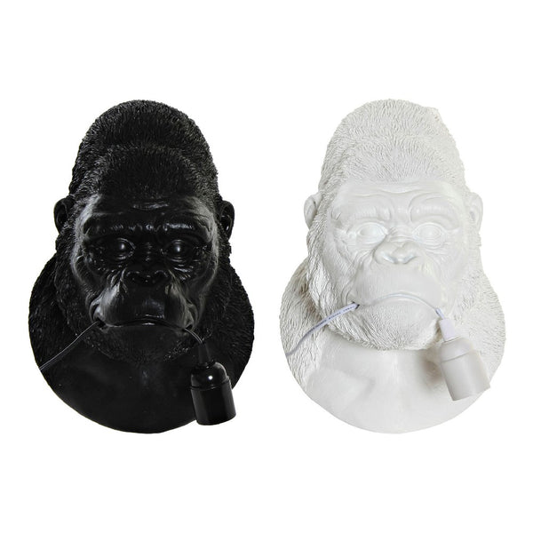 Lampada da Parete DKD Home Decor Bianco Nero Resina Gorilla (2 pcs) (23 x 19 x 32 cm)