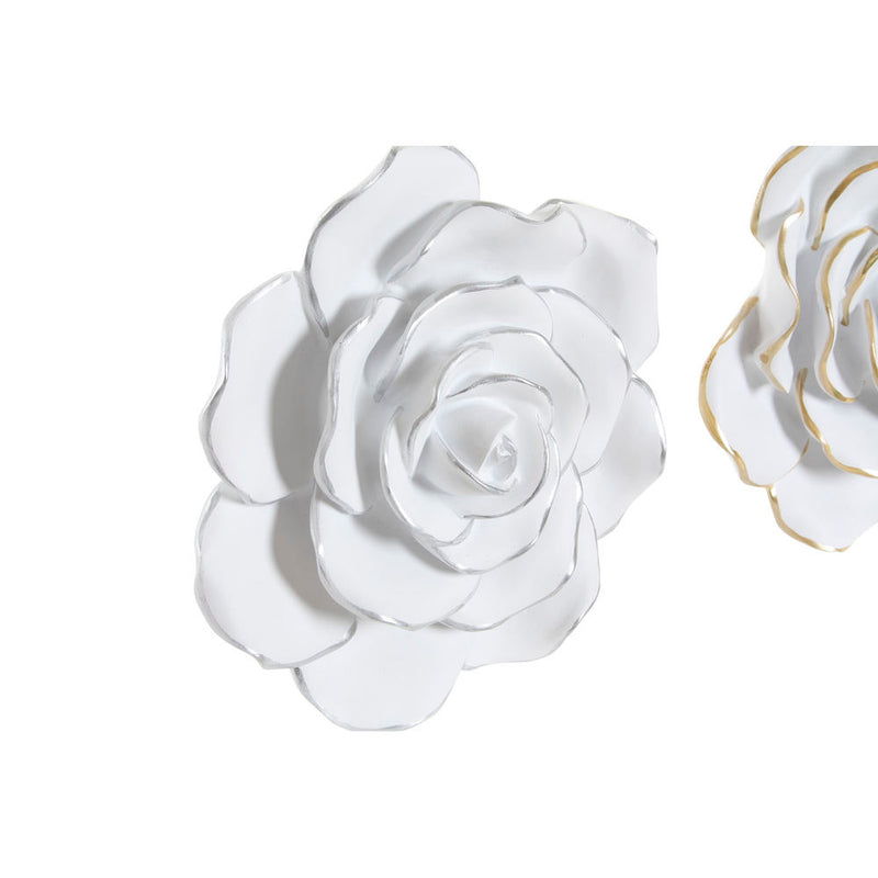 Decorazione da Parete DKD Home Decor Dorato Argento Bianco Resina (2 pcs) (21 x 7 x 21 cm) - zannishop