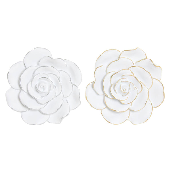 Decorazione da Parete DKD Home Decor Dorato Argento Bianco Resina (2 pcs) (21 x 7 x 21 cm) - zannishop