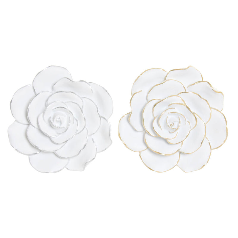 Decorazione da Parete DKD Home Decor Dorato Argento Bianco Resina (2 pcs) (21 x 7 x 21 cm) - zannishop